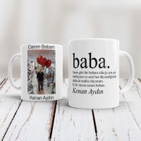 Babalar günü özel resimli sözlü kupa bardak