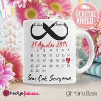 Takvimli Sonsuzluk İşareti Sevgiliye Özel Kupa Bardak